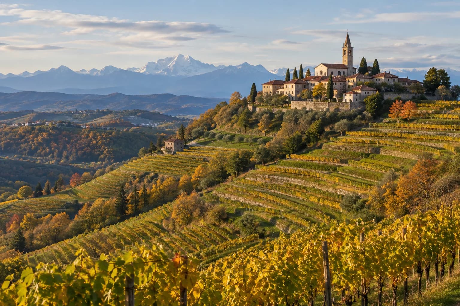 Vineyard terraces in Brda, Slovenia